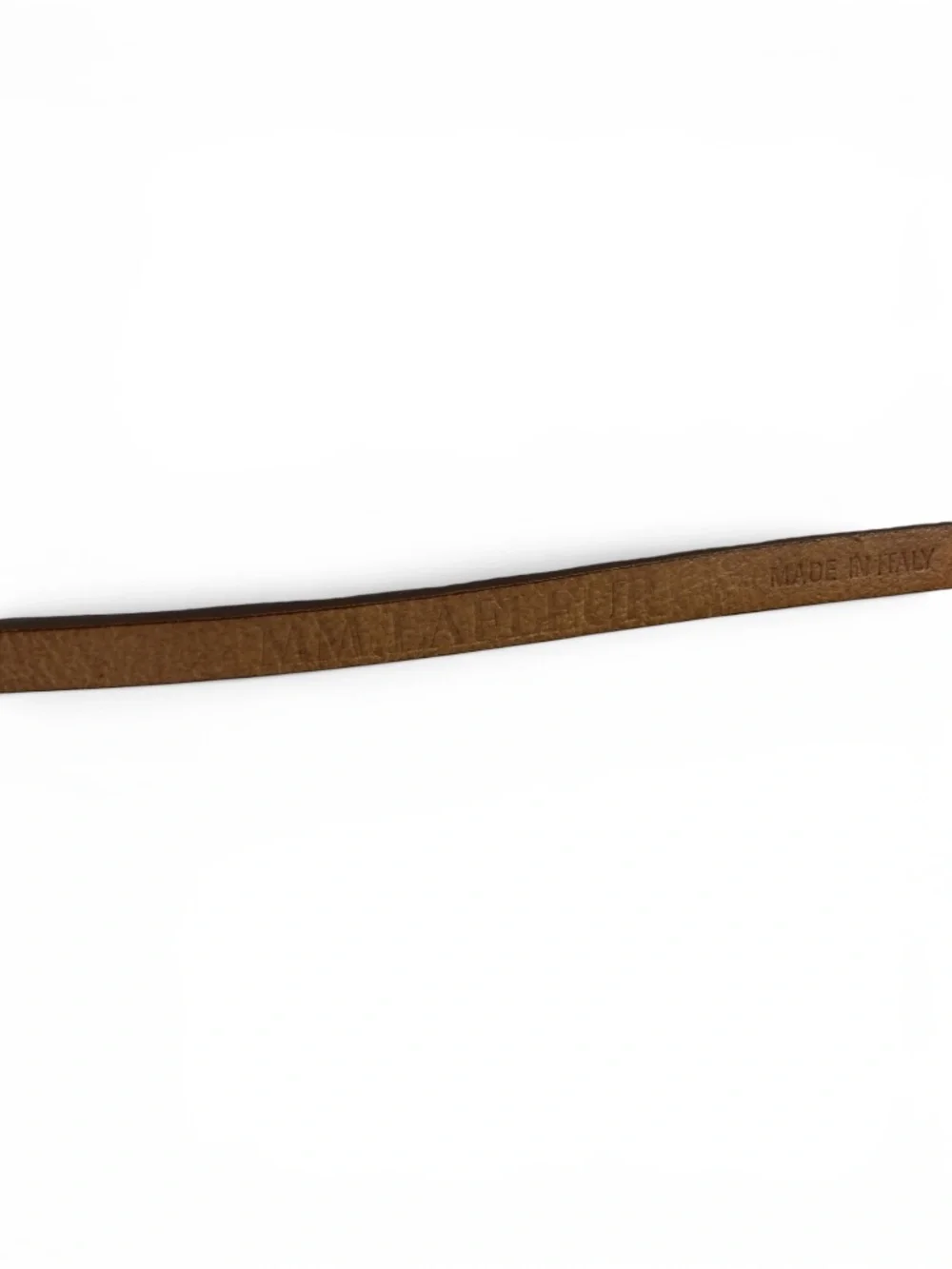 M.M. LAFLEUR Italian Leather Belt Super Thin Dress Accessory in Tan Beige Size L